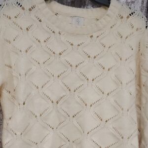 Joie Cream Geometric Knit Sweater